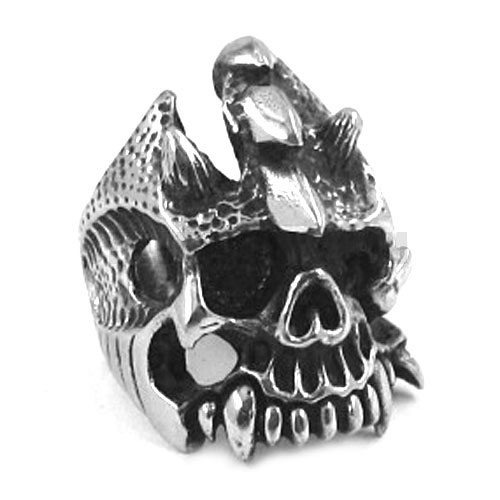 Vintage Gothic Stainless Steel Skull Ring SWR0249 - Click Image to Close